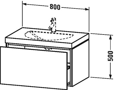 Умывальник мебельный с подвесной тумбочкой c-bonded в комплекте, белый матовый, Duravit L-Cube LC690