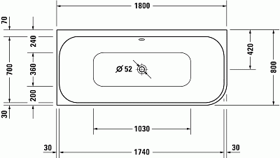 Ванна, графит матовый, Duravit Happy D.2 Plus 700449800000000