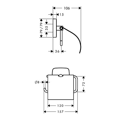 Держатель рулона туалетной бумаги с крышкой, цвет хром. Hansgrohe PuraVida 41508000