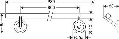Полотенцедержатель и рейлинг 800 мм, цвет под сталь. AXOR Starck 40808800