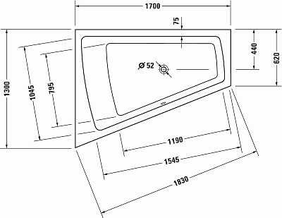 Ванна, встроенный вариант, белый alpin, Duravit Paiova 700214000000000