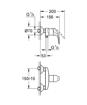 Смеситель однорычажный для душа, DN 15 Grohe Swift 23268000, цвет хром