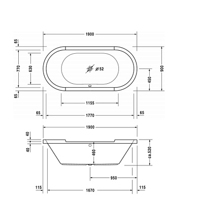 Ванна, встроенный вариант, белый alpin, Duravit Starck 700011000000000