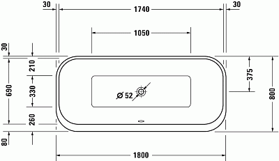 Ванна, белый alpin, Duravit Happy D.2 Plus 700453000000000