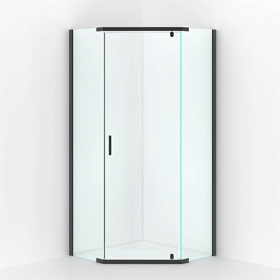Душевой уголок 900х900х1900, прозрачное стекло, профиль черный, Berges Solo T Black 061106