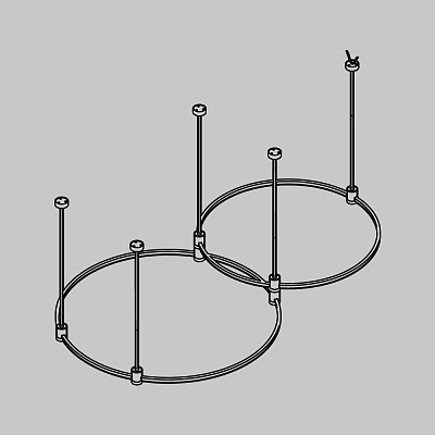 Готовая конструкция круглая двухровневая D800мм + D650мм на жестких подвесах Medium без светильников
