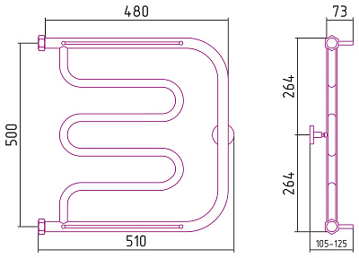 Полотенцесушитель водяной Сунержа Лира 2 полки+ 500х500, матовая шампань, 022-4012-5050
