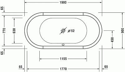 Ванна гидромассажная, встроенный вариант, белый alpin, Duravit Starck 760011000AS0000