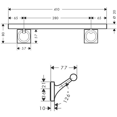 Поручень, цвет полированное красное золото. AXOR Starck Organic 42730300