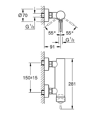 Смеситель однорычажный для душа, DN 15 Grohe Essence 33636GL1, цвет холодный рассвет