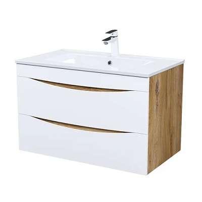 Тумба с раковиной 80 см, белая / золотистый дуб, Cloud, IDDIS, CLO80Y0i95K