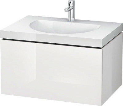 Умывальник мебельный с подвесной тумбочкой c-bonded в комплекте, белый матовый, Duravit L-Cube LC690