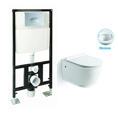 Комплект подвесной унитаз с инсталляцией, SantiLine SL-5009 + SL-01