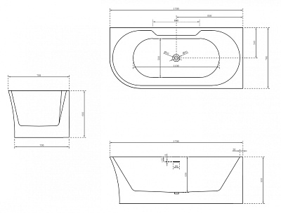 Ванна пристенная 170х78, белый, Abber AB9335-1.7 R