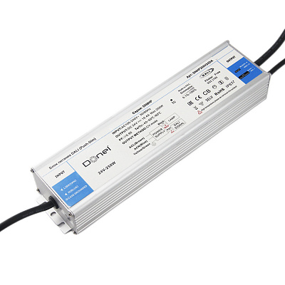Donel,250Вт,DC24В,10.41А, IP67, 290*73*45мм,блок питания DALI,с функцией Push-Dim, PFC >0.95, серия: