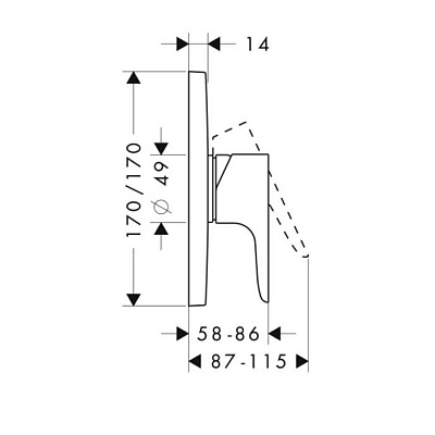 Смеситель для душа однорычажный скрытого монтажа, цвет хром. AXOR Citterio M 34625000