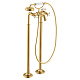 Смеситель для ванны c двумя рукоятками напольный с крестообразными рукоятками, цвет шлифованное золо