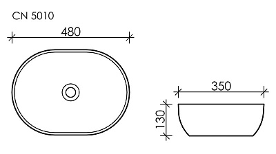 Раковина настольная 350x480x130 мм., белый, Ceramica Nova Element CN5010
