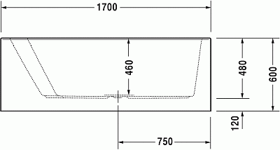 Ванна гидромассажная, со встроенной акриловой фронтальной панелью и опорной рамой, белый alpin, Dura