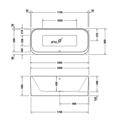 Ванна, белый alpin, Duravit Happy D.2 Plus 700453000000000
