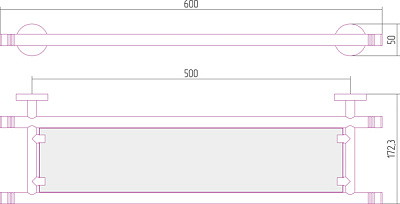 Полка Сунержа КАНЬОН стеклянная / L 600, золото, 03-3003-0600
