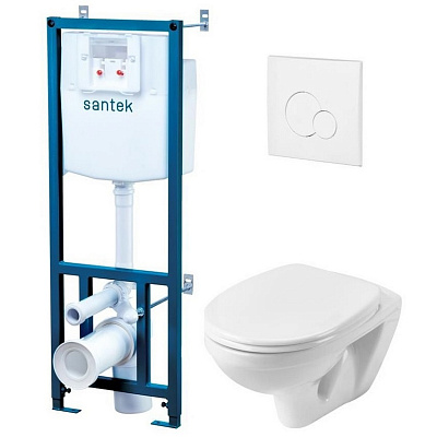 Комплект: инсталляция, унитаз, сиденье с микролифтом, клавиша белая, Santek Бореаль 1.WH30.2.464