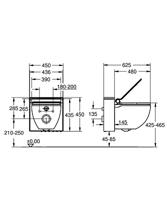 Унитаз-биде подвесной Grohe Sensia IGS 39111LD0, цвет альпин-белый / красный