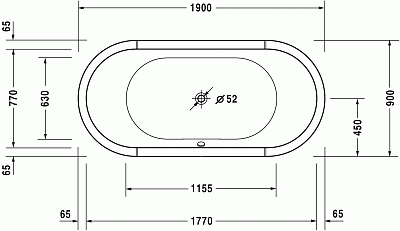 Ванна, отдельно стоящий вариант, белый alpin, Duravit Starck 700012000000000