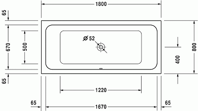 Ванна гидромассажная, белый alpin, Duravit D-Code 760101000JP1000